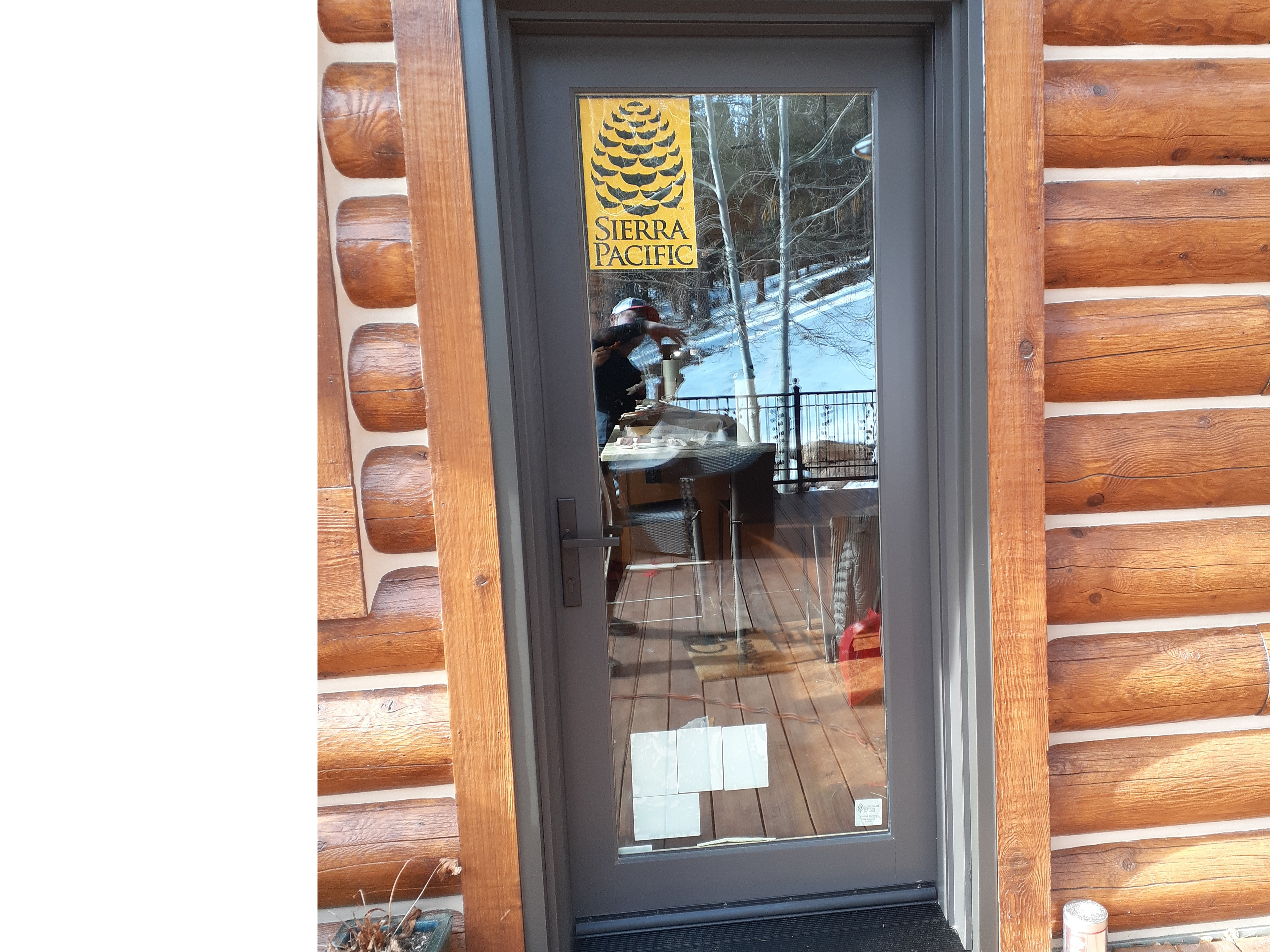 New Sierra Pacific CA series Full-Lite glass wood-clad door color bronze installed